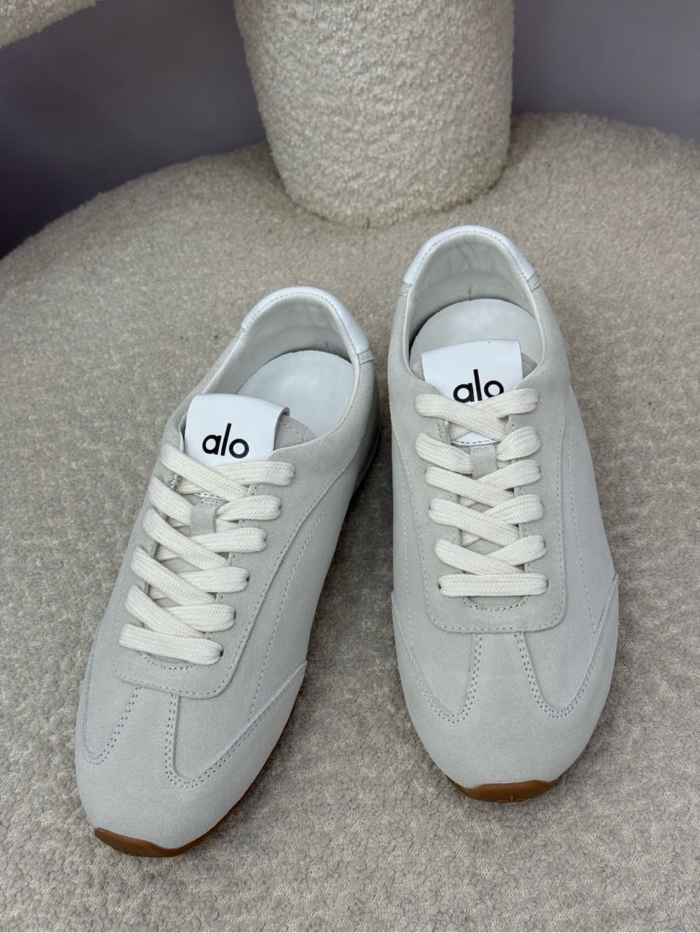 Alo Women’s Cream Suede Lace-Up Sneakers